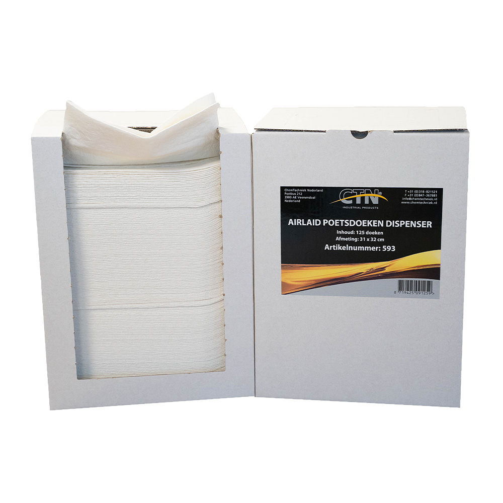 Airlaid Poetsdoeken dispenser 31x32 cm / 125 doeken